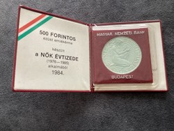 Decade of women, - silver 500 HUF commemorative coin 1984.