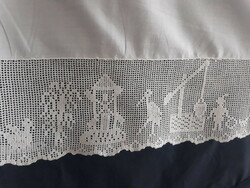 Antique embroidered, crocheted children's room/old children's curtain (160x90cm), christening