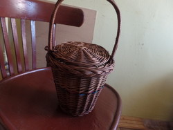 Children's cane basket with roof