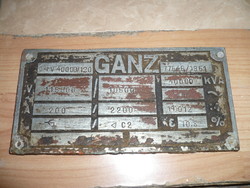 Old ganz metal sign 1951