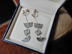 Régi kézzel készített lógós ezüst fülbevaló pár ﻿
