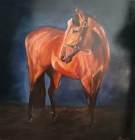 Equestrian oil painting