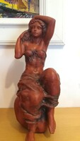 Terracotta ceramic statue from Tóth, with antique glaze