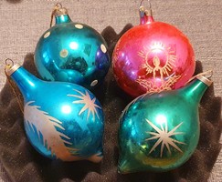 Christmas tree decorations retro package 4 ornaments in one - balls painted