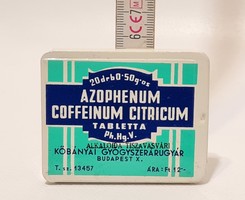 "Azophenum Coffeinum Citricum tabletta" gyógyszeres fémdoboz (3017)