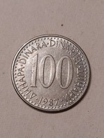 100 dínár 1987 Jugoszlávia