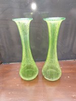 2 db zöld fátyolüveg váza