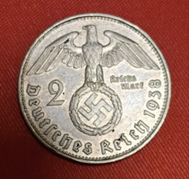 Horogkeresztes ezüst birodalmi 2 Márka 1938. B (2001)