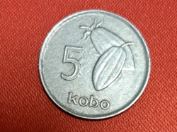 1976. Nigéria Szövetségi Köztársaság 5 Kobo  (1820)