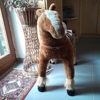 Plush charming back horse with stirrups, vintage