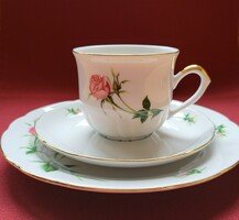 Christineholm Rose német porcelán reggeliző kávés teás szett csésze csészealj kistányér rózsa minta
