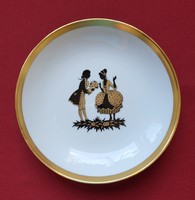 Fürstenberg German baroque shadow scene porcelain rare plate serving bowl center plate decorative plate gold