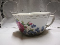 Régi, rózsás,vastagabb falú porcelán teás csésze