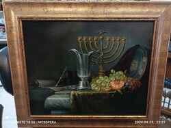 XX. Early 20th century artist, oil, cardboard painting, size 40 x 50 cm. Judaica