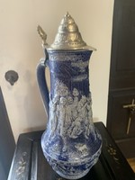 Remarkable gerz jug with tin lid