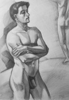 Male nude study drawing