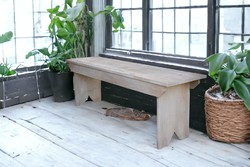 Vintage style gray painted wooden bench horse