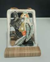 Bird figurine wall-hanging ceramic