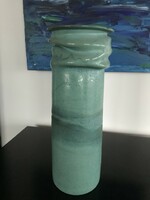 Turquoise ceramic vase, modern, special shape (np8f)