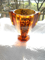 Art deco thick heavy glass vase