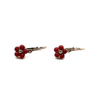 0186. Old girl's earrings with red stone