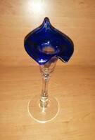 Blue calla glass candle holder - 26 cm high