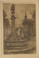 Oscar paul matthes (1872-1956): square with statue