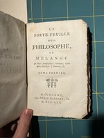 1770 antik könyv / Le Porte Feuille d’un Philosophe