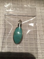 Silver (ag) pendant with synthetic turquoise stone, hallmarked, 3.5 x 1.3 cm, 6.29 grams (gyfd)
