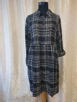 Checked oversized cotton dress with roll-up sleeves. M, but also good for larger sizes, bust: 50cm. Labeled