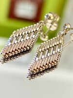 Pair of vintage three-color silver earrings (gold-plated)