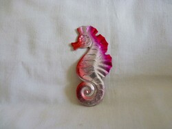 Old cardboard Christmas tree decoration - colorful seahorse!