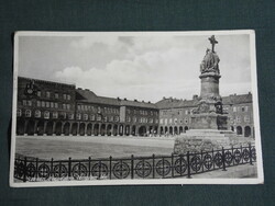 Postcard, Szeged, votive church square detail, outdoor games stamp, 1934
