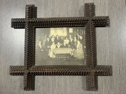 Tramp art picture frame with picture!