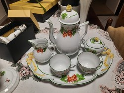 Herend currant pattern 2-person tea set with ribbon bowl. New!