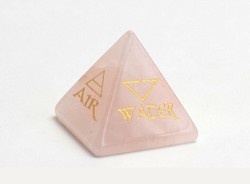 Real rose quartz with four elements (fire, water, earth, air) with pyramidal topaaa