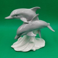 Ritka gyűjtői japán Otogari porcelán Delfin pár figura
