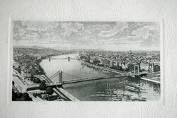 Nagy Zoltán , Budapest , Erzsébet híd , rézkarc NEM SZIGNÓZOTT !