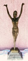 Prima donna. Exotic dancer statue from France, on a bronze, marble plinth