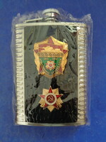 Vintage flask with Soviet army military insignia,