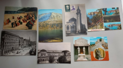 7 mixed Eastern European postcards, with stamps, also with postage