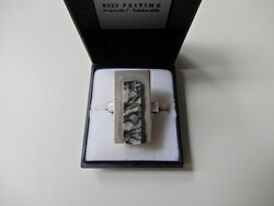 Old Danish lorilea jaderborg modernist silver ring with granite stone