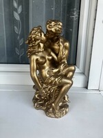 Nymph and faun bronze statue