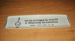 Hollóházi art deco business card holder desktop porcelain pen holder - ebony 1977