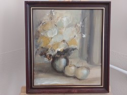 (K) beautiful table still life painting with forest mark 45x49 cm frame