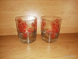 Pair of retro glass glasses with a red pattern - height 10 cm (30/d)