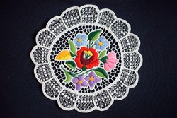 Embroidered ristel Kalocsa pattern tablecloth, home textile, decoration 21 cm Kalocsa