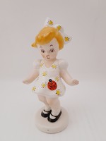 Granite ceramic figure, ladybug girl with rare painting