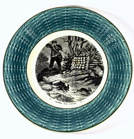 Around 1900, a French Sarreguemines hunting scene faience decorative plate!