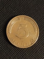 5 pfennig 1975 F - Németország